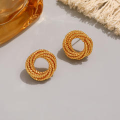 Easy match geometric circle stainless steel earrings studs