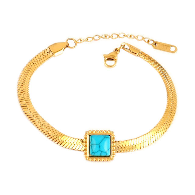Wholesale retro natural stone series stainless steel bracelet dainty bracelet