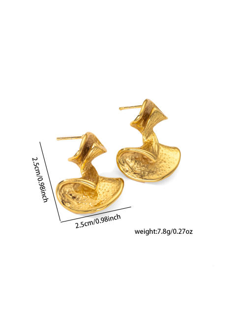 Gold color easy match bow flower shape stainless steel earrings studs