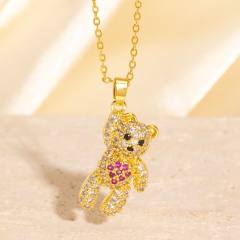 Heavy Industry Three-Dimensional Full Diamond Hot Air Balloon Pendant Necklace for Women