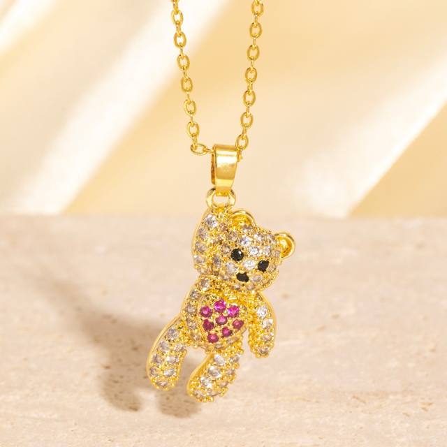 Heavy Industry Three-Dimensional Full Diamond Hot Air Balloon Pendant Necklace for Women