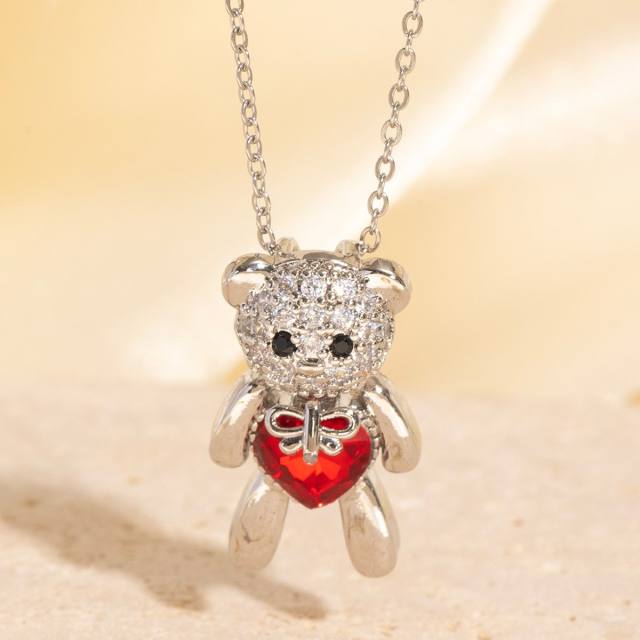Heavy Industry Three-Dimensional Full Diamond Hot Air Balloon Pendant Necklace for Women