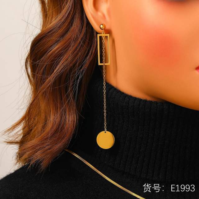 Hollow out geometric leaf stainless steel necklace earrings set