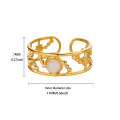 18KG pearl bead butterfly bow heart stainless steel rings