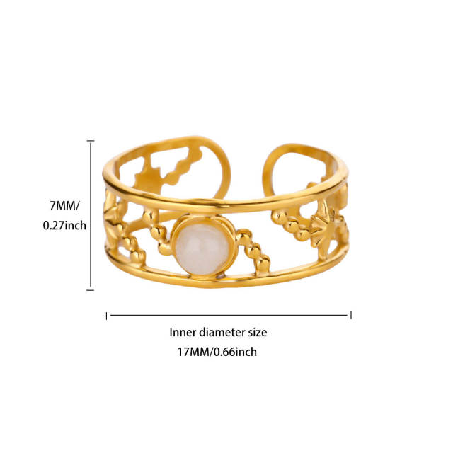 18KG pearl bead butterfly bow heart stainless steel rings