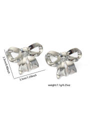 Gold color easy match bow flower shape stainless steel earrings studs