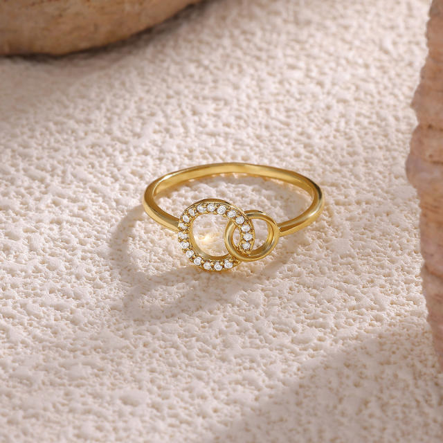 18KG geometric circle gold plated copper rings