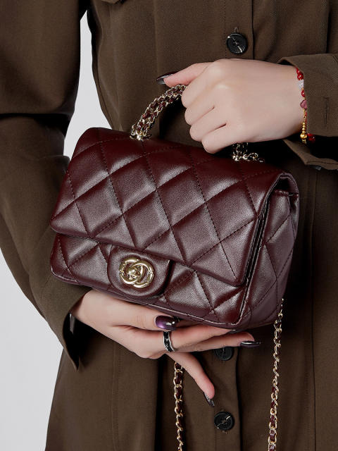 Women's Chanel Style Metal Chain Rhomboid Handbag All-match Shoulder bag qulited bag