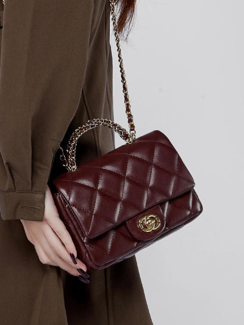 Women's Chanel Style Metal Chain Rhomboid Handbag All-match Shoulder bag qulited bag