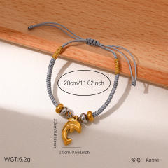 Handmade woven bracelet with stainless steel charm cute bracelet