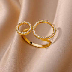 18KG geometric circle gold plated copper rings