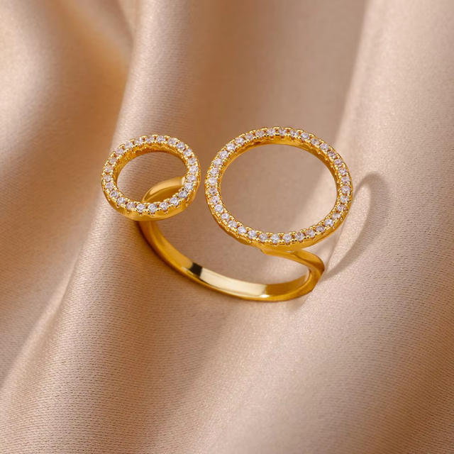 18KG geometric circle gold plated copper rings