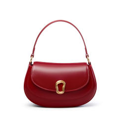 Red Saddle Bag Crossbody Genuine Leather Women's Small Tote Bag