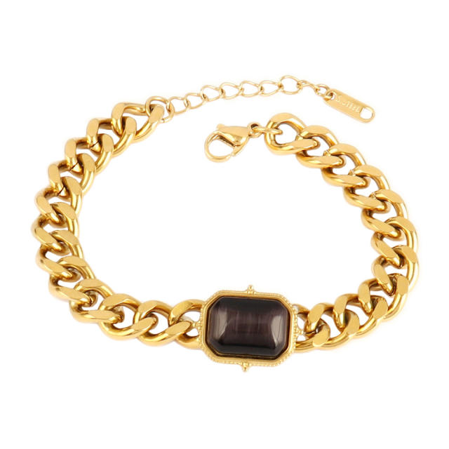 Wholesale retro natural stone series stainless steel bracelet dainty bracelet