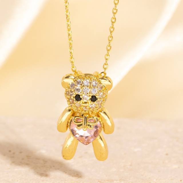 Heavy Industry Three-Dimensional Full Diamond Hot Air Balloon Pendant Necklace for Women