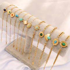 Wholesale retro natural stone series stainless steel bracelet dainty bracelet