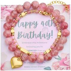Birthday Stacking Bracelet Natural Stone Stainless Steel bracelet Love Steel Ball Chain Bracelet