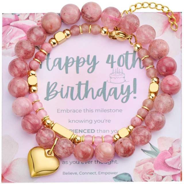 Birthday Stacking Bracelet Natural Stone Stainless Steel bracelet Love Steel Ball Chain Bracelet