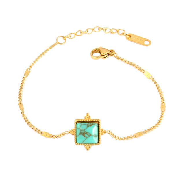 Wholesale retro natural stone series stainless steel bracelet dainty bracelet