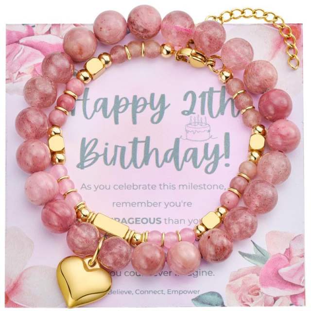 Birthday Stacking Bracelet Natural Stone Stainless Steel bracelet Love Steel Ball Chain Bracelet