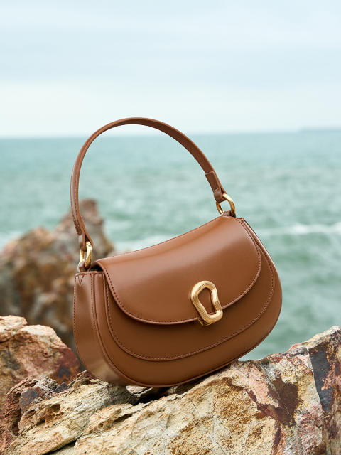 Red Saddle Bag Crossbody Genuine Leather Women's Small Tote Bag