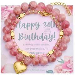 Birthday Stacking Bracelet Natural Stone Stainless Steel bracelet Love Steel Ball Chain Bracelet