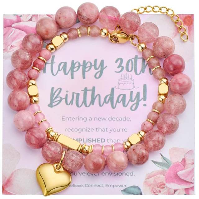 Birthday Stacking Bracelet Natural Stone Stainless Steel bracelet Love Steel Ball Chain Bracelet