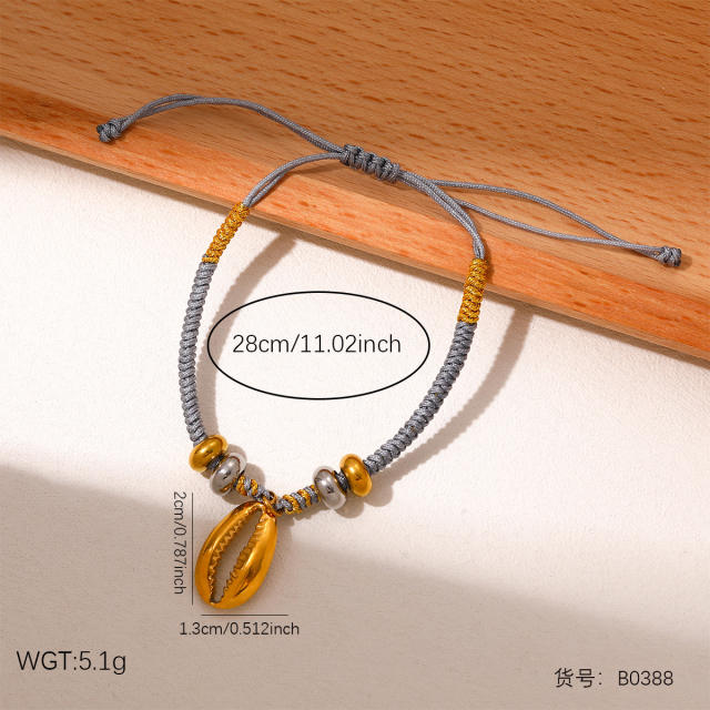Handmade woven bracelet with stainless steel charm cute bracelet