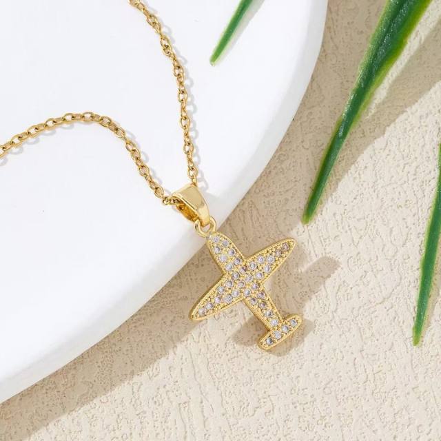 Heavy Industry Three-Dimensional Full Diamond Hot Air Balloon Pendant Necklace for Women
