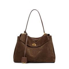 Autumn Winter Frosted Cowhide Rodeo Kelly Tote Bag Genuine Leather Large Capacity Shoulder Satchel Armpit Bag