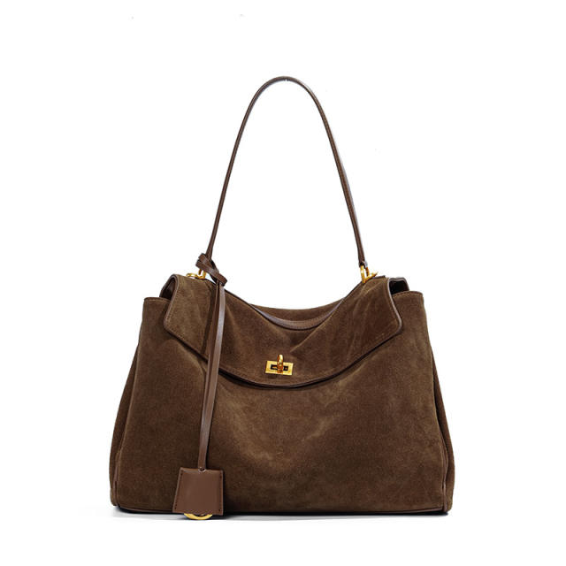 Autumn Winter Frosted Cowhide Rodeo Kelly Tote Bag Genuine Leather Large Capacity Shoulder Satchel Armpit Bag