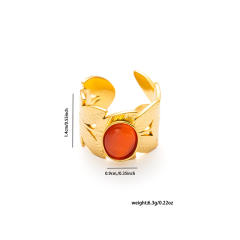 Easy match colorful natural stone inlaid stainless steel rings