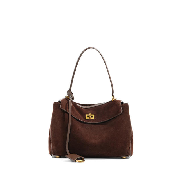Autumn Winter Frosted Cowhide Rodeo Kelly Tote Bag Genuine Leather Large Capacity Shoulder Satchel Armpit Bag