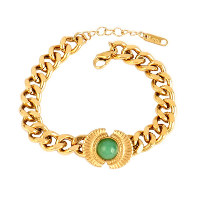 Wholesale retro natural stone series stainless steel bracelet dainty bracelet