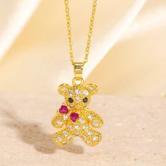 Heavy Industry Three-Dimensional Full Diamond Hot Air Balloon Pendant Necklace for Women