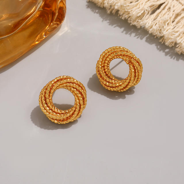 Easy match geometric circle stainless steel earrings studs