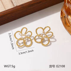 French trend cubic zircon inlaid stainless steel studs earrings