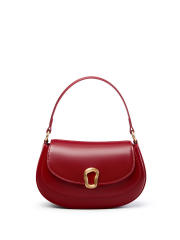 Red Saddle Bag Crossbody Genuine Leather Women's Small Tote Bag