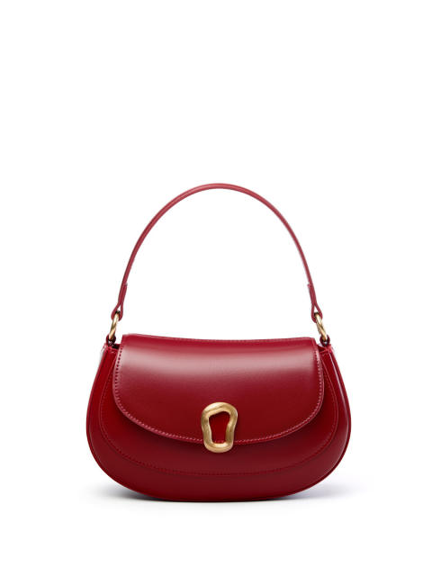 Red Saddle Bag Crossbody Genuine Leather Women's Small Tote Bag
