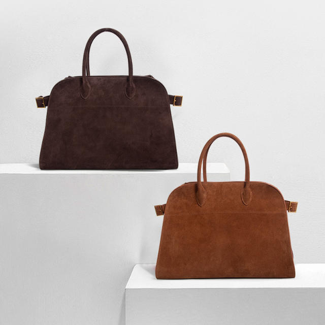 Suede Genuine Leather Big Bag Notebook Office Handbag for Women Cowhide Large Capacity Women's Tote Bag