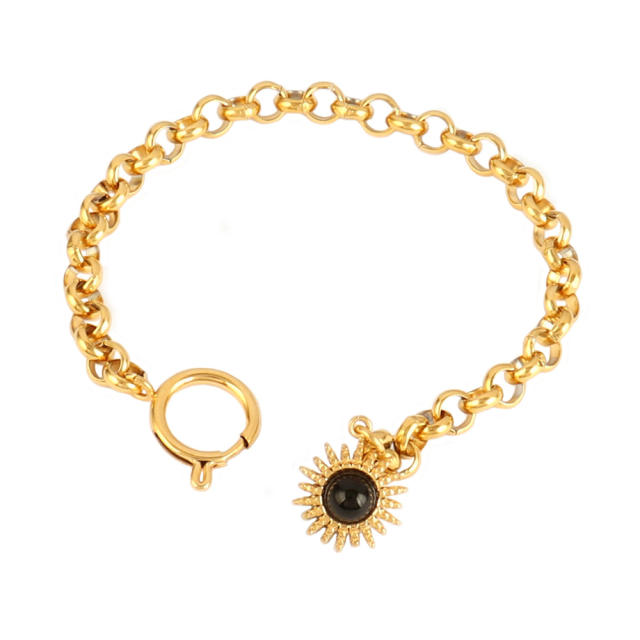 Wholesale retro natural stone series stainless steel bracelet dainty bracelet