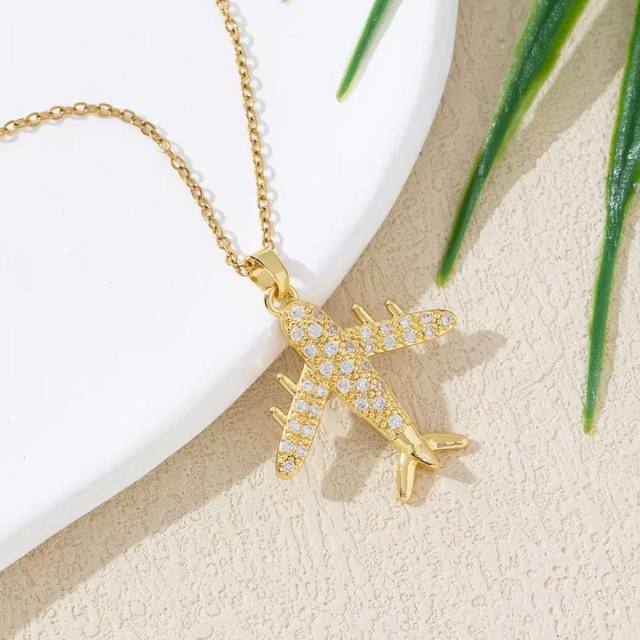 Heavy Industry Three-Dimensional Full Diamond Hot Air Balloon Pendant Necklace for Women