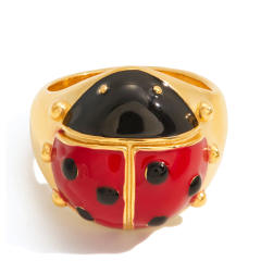 18KG enamel ladybug stainless steel rings
