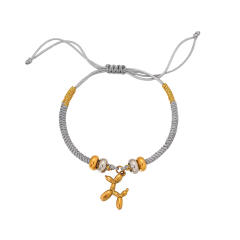 Handmade woven bracelet with stainless steel charm cute bracelet