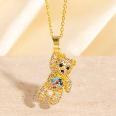 Heavy Industry Three-Dimensional Full Diamond Hot Air Balloon Pendant Necklace for Women