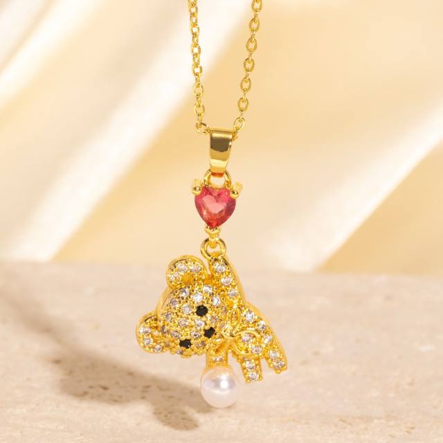 Heavy Industry Three-Dimensional Full Diamond Hot Air Balloon Pendant Necklace for Women