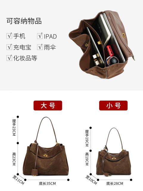 Autumn Winter Frosted Cowhide Rodeo Kelly Tote Bag Genuine Leather Large Capacity Shoulder Satchel Armpit Bag