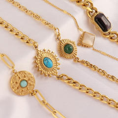 Wholesale retro natural stone series stainless steel bracelet dainty bracelet