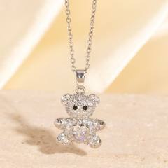 Heavy Industry Three-Dimensional Full Diamond Hot Air Balloon Pendant Necklace for Women