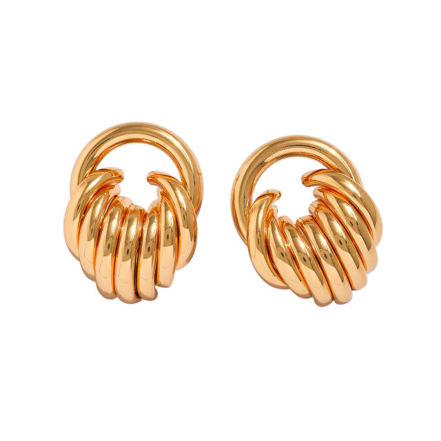 Easy match geometric circle stainless steel earrings studs